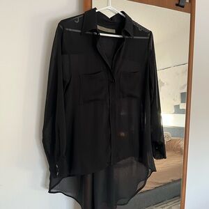 Enza Costa Black Sheer Blouse